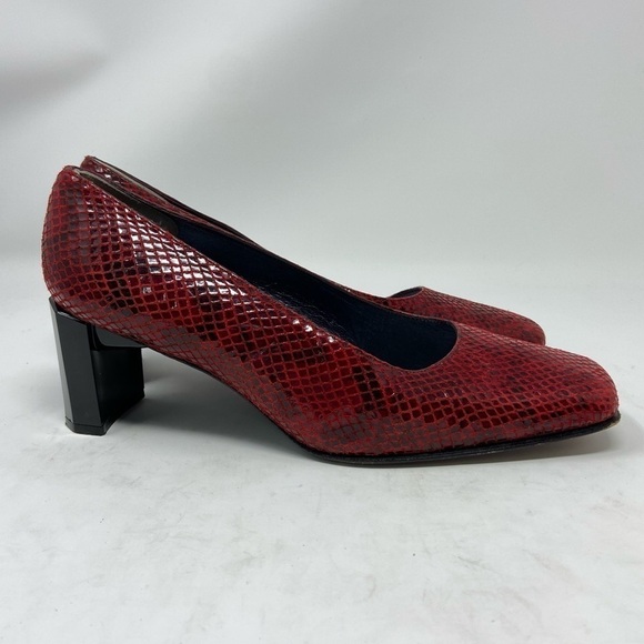 Stuart Weitzman Red And Black Block Heel Pumps, Women’s size 6C - Picture 4 of 13
